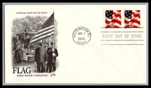 US FDC # 3631 37c Flag ArtCraft coil pair 2002, 9p3464 - Picture 1 of 1