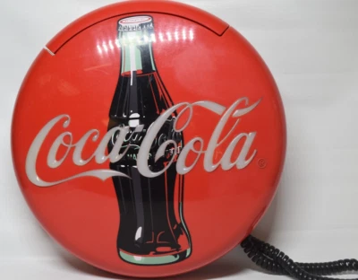 CIRCA 1996 COKA COLA PHONE ROUND BUTTON STYLE, RED, LIGHT UP ,LANDLINE  (A8) - Image 1 of 4