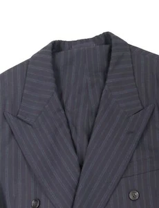 Men's 40 R Bespoke Blue Multi Stripes 100% English Summer Wool Pleated Suit - Imagen 1 de 24