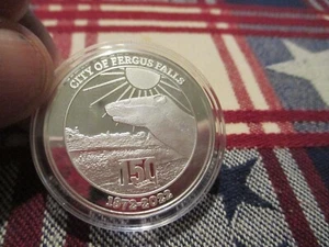 Souvenir token coin Fergus Falls Minnesota 150th Anniversary .999 Silver RARE! - Picture 1 of 6