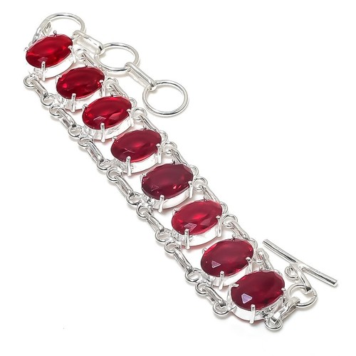 VALENTINO Bracciale in argento sterling 925 fatto a mano con pietre preziose kunzite rosa misura 7 8''