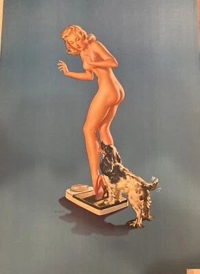 Póster RETRO PINUP CHICA ENORME LIENZO LITOGRAFÍA A1 Gil Elvgren descubrimiento agradable 17x13 Foto 1 de 4