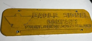 Antique Eagle Signal Moline IL Davenport IA Heavy Metal Sign Original RARE - Picture 1 of 8