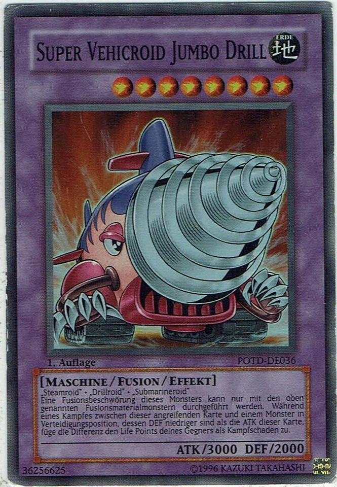 YU-GI-OH Super Vehicroid Jumbo Drill POTD-DE036 1st Edition Super Rare German - Image 1 of 1