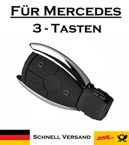 1x llave de coche carcasa cromada para Mercedes - 3 botones coche mando a distancia KS18NO - Imagen 1 de 5