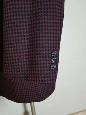 42L Yves St Germain Red Black Pinwheel Wool check Tweed sport coat Jacket blazer - Image 1 of 4