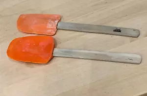 Goodcook Orange Silicone Rubber Spatula Bamboo Handle- Qty 2 - used - Picture 1 of 2