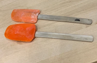 Goodcook Orange Silicone Rubber Spatula  Bamboo Handle- Qty 2 - used - Image 1 of 2