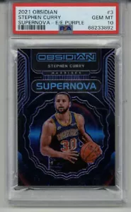 Panini Obsidian Supernova 2021 E/E púrpura #3 Stephen Curry Le 68/75 PSA 10 POP 3 - Imagen 1 de 2
