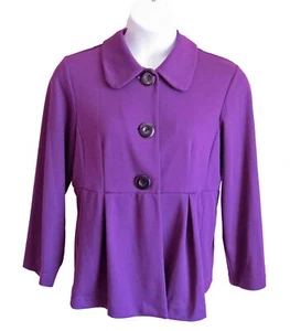 Purple Knit Jacket Size XL 14 16 Notations Seamed Top Big Buttons Layer Casual - Picture 1 of 7