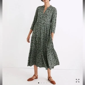 Madewell Button-Front Tiered Midi Dress Fleur Field Cottage Peasant Fairy XS - Imagen 1 de 12
