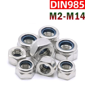 Tuerca de bloqueo Nylock hexagonal hexagonal de nailon 10-100 piezas M2-M14 - Imagen 1 de 11