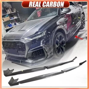 Fit For Audi RS Q8 RSQ8 2021-2023 REAL CARBON FIBER Side Skirts Extensions Lips - Picture 1 of 16