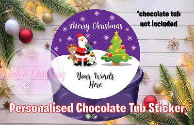 Pegatinas personalizadas para tina de chocolate Feliz Navidad héroe Papá Noel Foto 1 de 2
