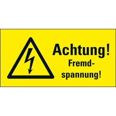 KÖNIG WERBEANLAGEN Warnschild Achtung Fremdspannung RoHS konf. Aufkleber 74x37mm ASR A1.3 ISO 7010
