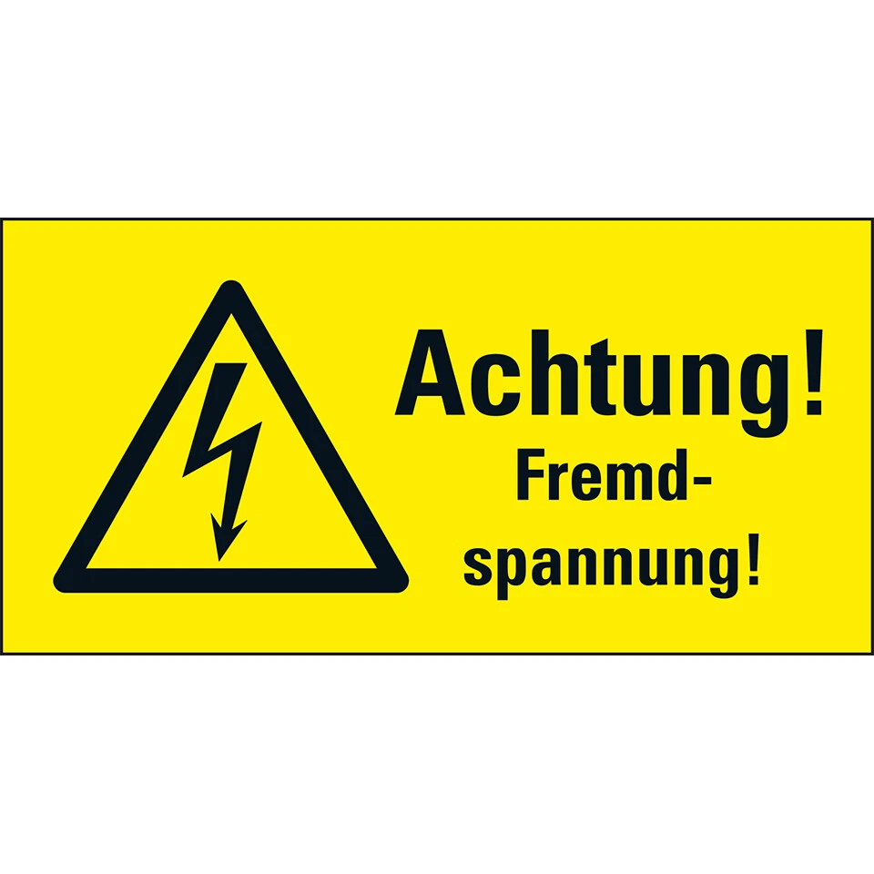 KÖNIG WERBEANLAGEN Warnschild Achtung Fremdspannung RoHS konf. Aufkleber 74x37mm ASR A1.3 ISO 7010