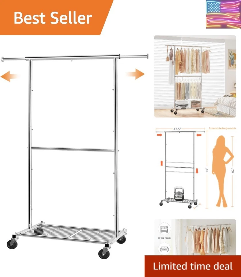 Simple Trending Standard Clothing Garment Rack Rolling Clothes Organizer