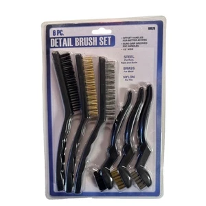 Set 6 Pezzi Spazzole per Dettagli Nylon Ottone Acciaio Setole Spazzole Pulizia - Foto 1 di 4
