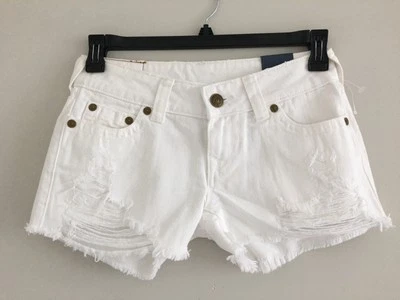 NWT TRUE RELIGION KEIRA LOW RISE DISTRESSED DENIM SHORTS SIZE 25 - Image 1 of 4