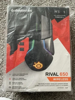 SteelSeries Rival 650 Wireless Optical Gaming Mouse Black with RGB Lighting. New - Image 1 of 4