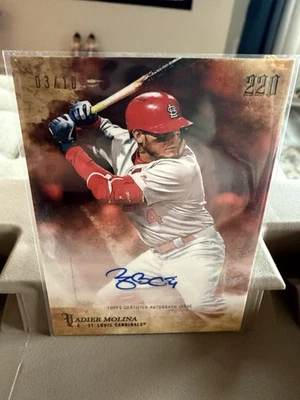 2018 Topps x Bryce Harper 220 Second to None Yadier Molina #1B Red /10 Auto - Image 1 of 3