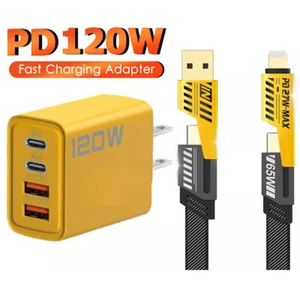 4 Port USB C Wand Ladegerät 120W PD Fast Block Typ C Laden für Samsung S24 S23 - Bild 1 von 15
