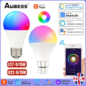 Tuya WiFi Smart LED Light Bulb RGB Color Lamp E27/B22 9W/15W For Alexa Google UK - Picture 1 of 15