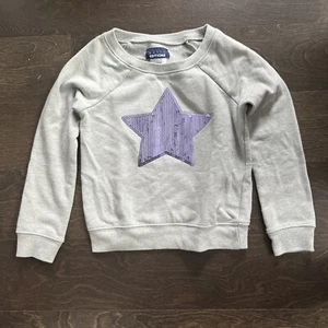 Basic Editions Star Sweatshirt Girls Size 6 Gray Purple  - Picture 1 of 3