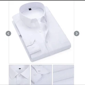 Herren Langarm / Slim Fit Hemd Freizeit Business Einfarbig Weiß Farbe / Größe: S - Bild 1 von 2