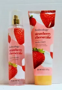 bodycology strawberry cheesecake FRAGRANCE MIST 8 oz + BODY CREAM 8 oz RaRe New - Picture 1 of 5