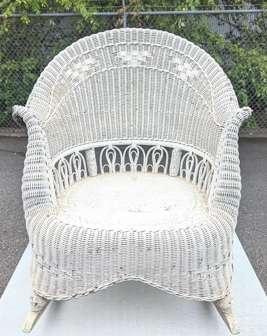 Antique Ancient Heywood Wakefield Woven Wicker Rocker / Rocking Chair Cover