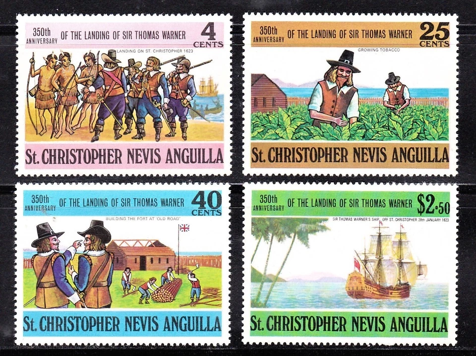 ST. KITTS-NEVIS #259-262 MNH 350th ANNIV. LANDING OF SIR THOMAS WARNER ST. KITTS - Image 1 of 1