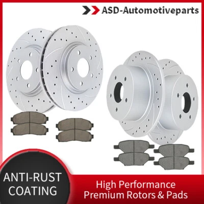 Front & Rear Drilled Rotors + Brake Pads for Chevy Malibu Cobalt Pontiac G6 ION - Imagem 1 de 4