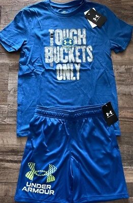 Nuevo con etiquetas Conjunto de Pantalones Cortos Under Armour Niños YMD Azul/Gris/Verde SOLO CUBOS RESISTENTES Medianos Foto 1 de 4