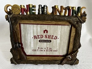 Gone Hunting 5x7 roter Schuppen Fotorahmen Hirsch Elch Wachtel Speerina - Bild 1 von 12