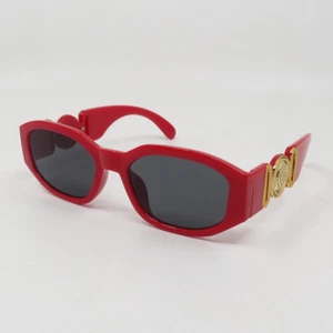 Mode Sonnenbrille Retro rot/grau gold Logo Vintage Mode unregelmäßiges Gestell - Bild 1 von 6