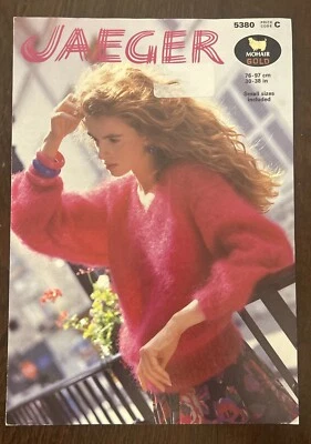 WOMENS MOHAIR DOLMAN JUMPER 30”-38” VTG 80’s KNITTING PATTERN JAEGER 5380 - Image 1 of 2