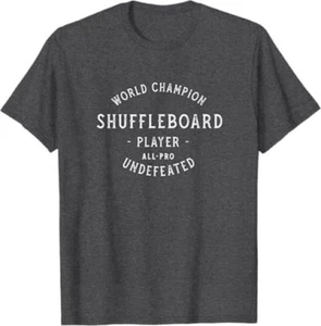 Retro WORLD CHAMPION SHUFFLEBOARD Player T-Shirt by Turbo Volcano *NEW 10 Colors - Picture 1 of 12