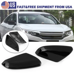 Cubiertas de espejo retrovisor lateral negro brillante con clip para Honda Civic 2016-2021 - Imagen 1 de 12
