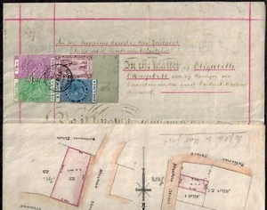 New Zealand QV Postal Fiscals on ORIGINAL DOCUMENT w/ L35, L2, 8S, & 6d USED - Picture 1 of 2