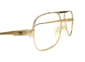 Vintage Safilo Gold Full Rim Aviator Crossbar Eyeglasses or Sunglasses Frame - Picture 1 of 6