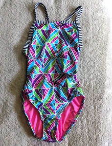 DOLFIN - UGLIES One Piece Swimsuit Womens Size 28 Blue Pink Purple Green - Picture 1 of 3