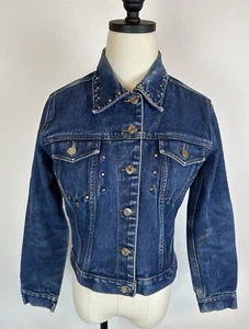Chaqueta vaquera vintage años 90 con tachuelas XS pátina envejecida motociclista rockero grunge descolorida - Imagen 1 de 20