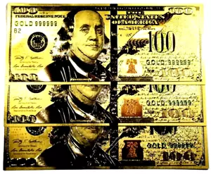 LOT X 100 NEW STYLE 999999 24K GOLD $100 BILL US GOLD BANKNOTES - Picture 1 of 5
