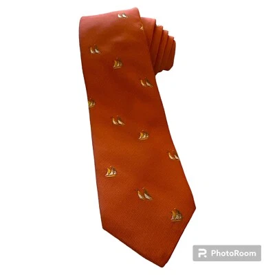 VTG May Cohens Of  Florida Mens Sailing Tie Nautical Sail Boats Burnt Orange Foto 1 de 4