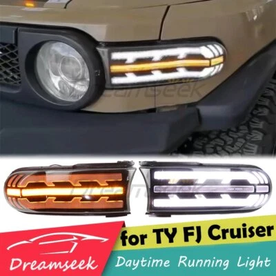 Luces antiniebla LED DRL para Toyota FJ Cruiser 2007-2021 luz de circulación diurna con giro Foto 1 de 4