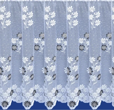 Grey and White Net curtain - Ready to hang- SOLD BY WIDTH - PRIVACY-FREE POSTAGE - Image 1 of 4