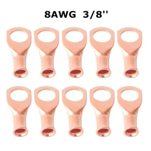 10x 8 Gauge Ring 3/8" Hole Terminal Battery Lug Bare Copper Un-Insulated AWG - Picture 1 of 4