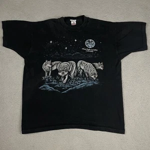 Vintage Wolf Pack TShirt Men's Large Black Colorado Moon Stars 90s FOTL - Picture 1 of 15