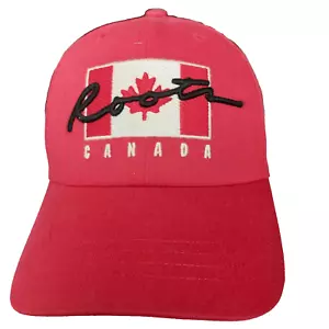 Vtg ROOTS Canada Baseball Hat Cap Embroidered Flag RED Cotton One Size NEW tags - Picture 1 of 5
